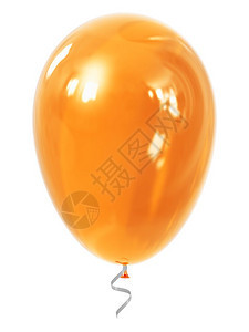 创意抽象节日庆祝概念3D表示橙色闪亮透明可充气的橡胶球或白底孤立的图片