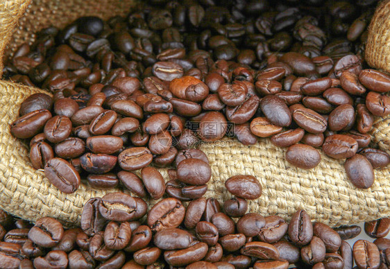 披布麻袋咖啡豆图片