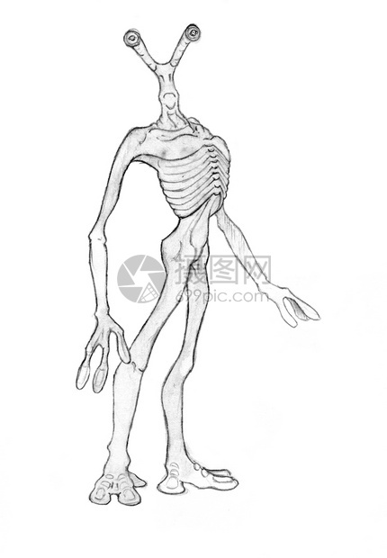 黑白的外星人本领笔草图概念艺术绘画图片