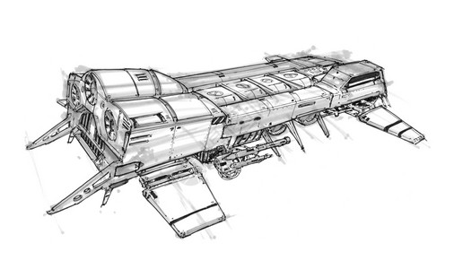 未来宇宙飞船或航天器的绘画图片