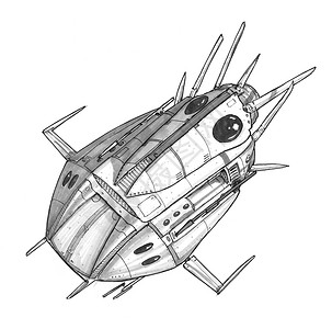 未来宇宙飞船或航天器的绘画图片