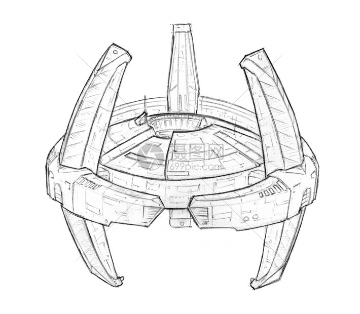 未来空间站或的绘画未来空间站或scifi空间站或的绘画
