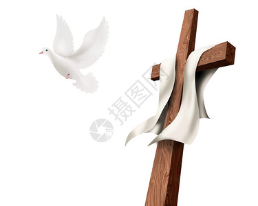孤立的十字鸽子飞走孤立的复活概念节图片