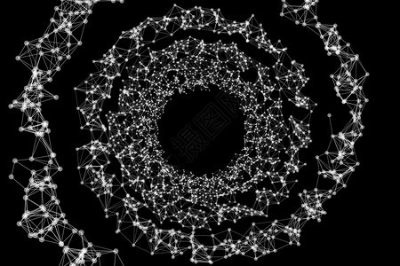 黑色网络连接线的螺旋隧道数字计算机技术概念的高背景速度移动3d抽象插图图片