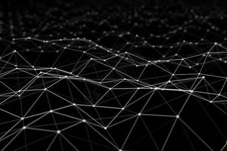 白色数字据和网络连接白数字据和网络连接三角线以及未来技术概念中黑底背景领域3D抽象插图背景图片