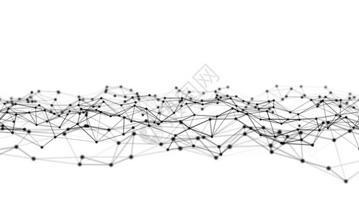 数字据和网络连接三角形线以及未来技术概念中白色背景3D抽象图解领域的数字据和网络连接三角线和领域图片