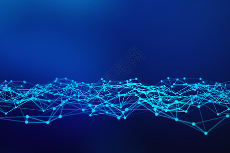 数字据和网络连接三角形线和未来技术概念中蓝背景领域的数字据和网络连接3个抽象图解图片