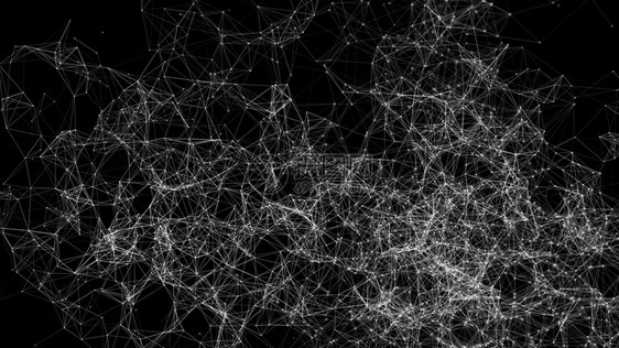 白色数字据和网络连接白数字据和网络连接三角线以及未来技术概念中黑底背景领域3D抽象插图图片