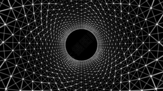 黑色背景的建筑结构隧道形状光幻等结构的螺旋圆形光幻象抽模式设计元素3d线插图背景图片