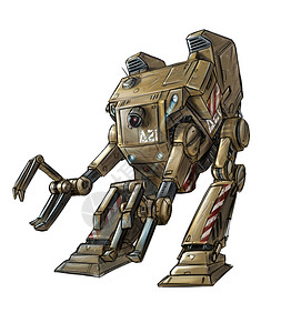 人形艺术概念艺术数字绘画或说明科幻小两肢载人机器或装有双臂和爪的