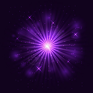 亮闪光和紫色背景的爆炸库存矢量图片