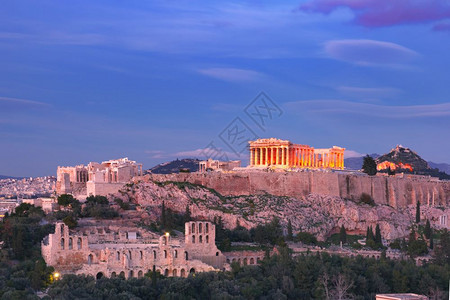 雅典希腊亚克洛波利斯希腊山和帕台农图片