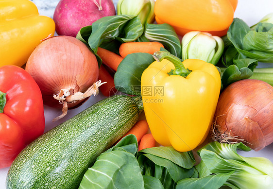 用于健康饮食概念的有机蔬菜填满框架图片