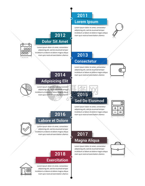 垂直时间线信息图模板工作流程或图矢量eps10插图图片