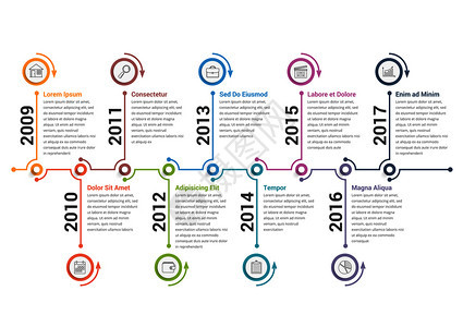 时间线信息图模板工作流程或图矢量eps10插图图片