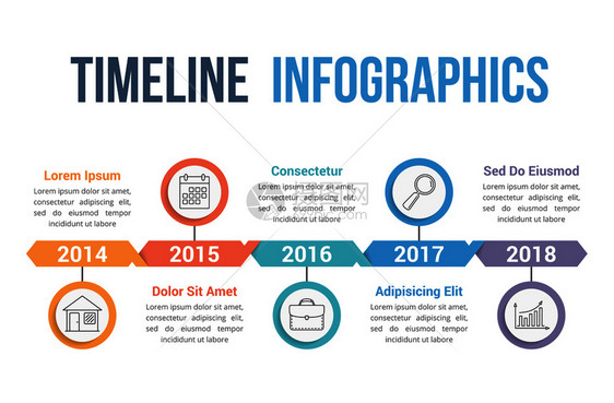 时间线信息图模板工作流程或图矢量eps10插图图片