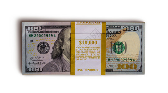 银行包装特端视图中的10元钞票背景图片