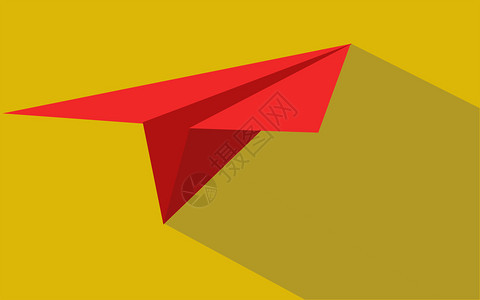红色纸飞机阴影的3D投影背景图片