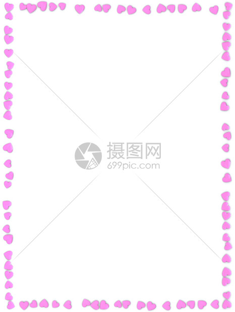 Valent日抽象3D框架或卡片由白色背景的小粉红或玫瑰心制成Valent日抽象背景框架白的小粉红心制成图片