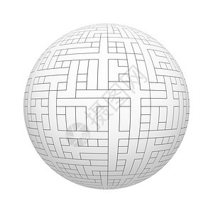 球或形状上的白色矩瓷砖纹理图案在白背景上孤立模拟设计3d抽象插图图片