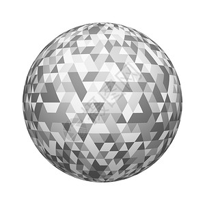 球或体形状上的灰色三角形平面图案模式在白色背景上孤立模拟设计3d抽象插图图片