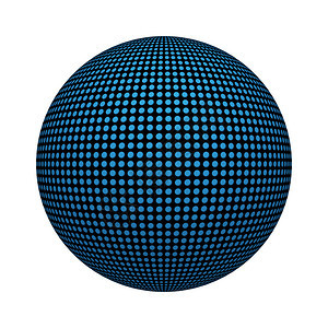 球或形的技术概念中蓝色圆形马赛克瓷砖纹理图案模式在白色背景上孤立于球或形模拟设计3d抽象插图图片