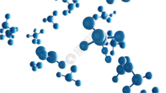白底蓝分子或原数字技术科学化和医概念的抽象结构3d图解图片