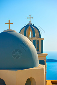 希腊圣托里尼岛Thira镇希腊正统的多米图片
