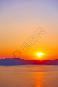 希腊圣托里尼的日落场景文本空间图片