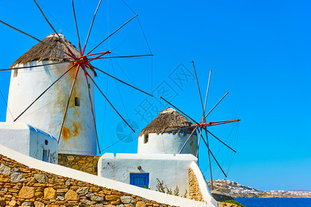 希腊CycladesMykonos岛著名的风瓶图片