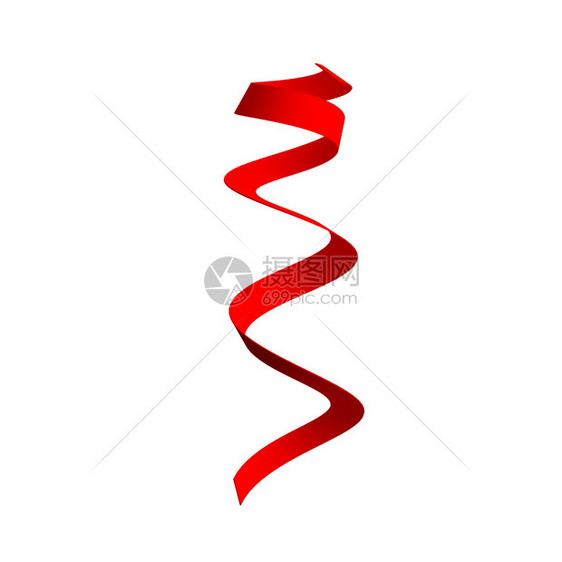 庆祝活动新年晚会生日圣诞节或任何假日的白背景红丝带3D抽象说明图片