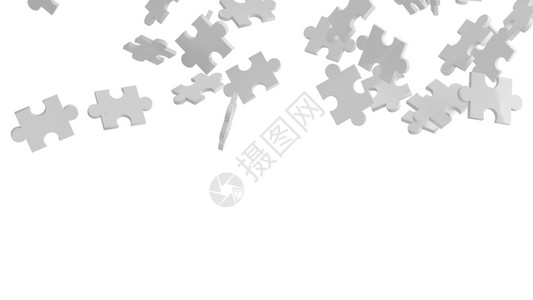 空中的Jigsaw拼图在白背景上团队商业成功伙伴关系概念的战略和解决方案中空间的模式纹理3d抽象插图图片