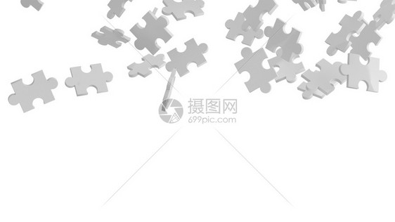 空中的Jigsaw拼图在白背景上团队商业成功伙伴关系概念的战略和解决方案中空间的模式纹理3d抽象插图图片