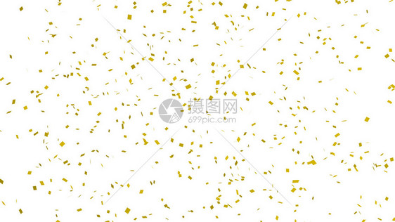 白背景的黄金面条用于庆祝活动新年晚会生日派对圣诞节或任何假日3D抽象说明图片