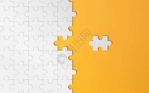 Jigsaw拼图在战略中带有空间的模式纹理以及解决橙色背景团队商业成功伙伴关系概念的策略和解决方案图片