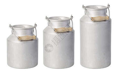 三个铝奶罐图片素材