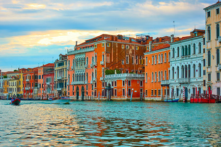 意大利威尼斯运河日落意利威尼斯图片