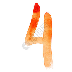 四面手涂橙色水彩数字图片