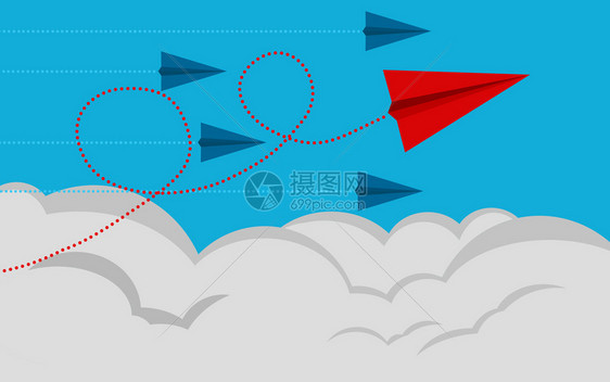 空中纸飞机3D投影图片