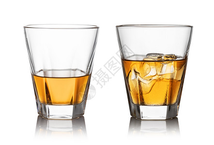 i威士忌和冰孤立的白色背景背景图片