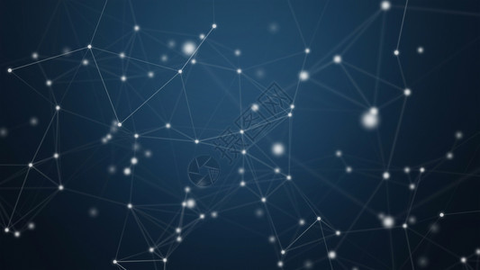 数字计算机据和网络连接三角线以及未来技术概念中蓝色背景的3个抽象图解领域的数字计算机据和网络连接三角线和领域图片