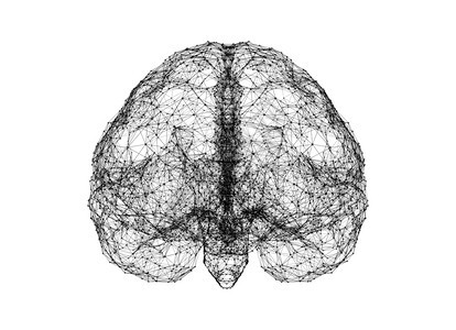 以人造技术和医学概念智能为形式的白背景孤立人类大脑数字据和网络连接图片