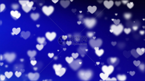 情人节或圣诞背景有bokeh光亮和心形在节日活动或蓝色背景的派对节庆概念中在爱情关系流淌图片