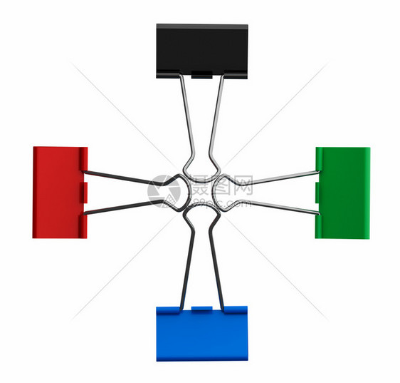 关于教育或商业概念的白背景多彩纸夹剪辑3d插图图片