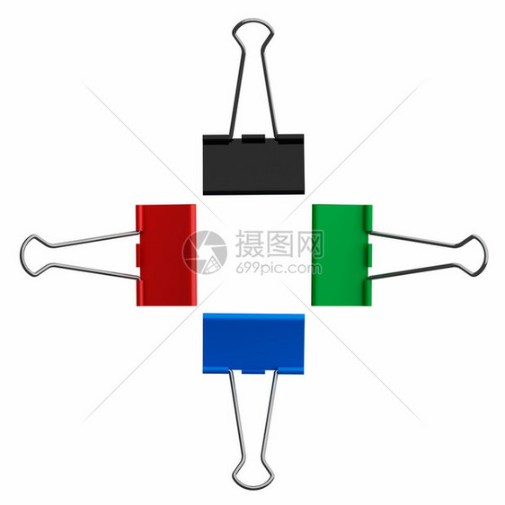 关于教育或商业概念的白背景多彩纸夹剪辑3d插图图片