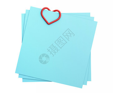 关于办公室业务概念白背景的纸蓝条和红心形片剪辑附于文件3摘要插图图片