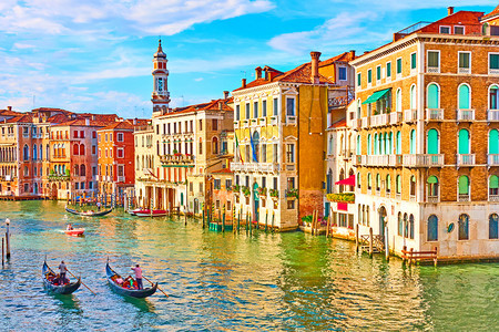 意大利日落时威尼斯运河图片