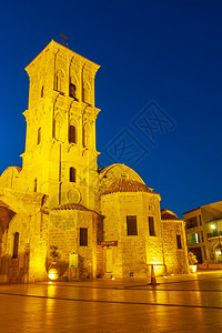 塞浦路斯拉纳卡夜间圣扎鲁AgiosLazaros教堂图片