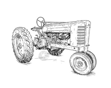旧拖拉机的艺术数字笔和墨画拖拉机是1934年至52在美国爱荷华州或制造的30和s40和s50和s旧拖拉机的艺术数字图解说明图片