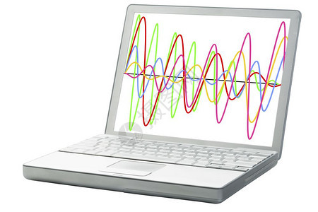 单向笔记本电脑上不同正弦素波信号图图片